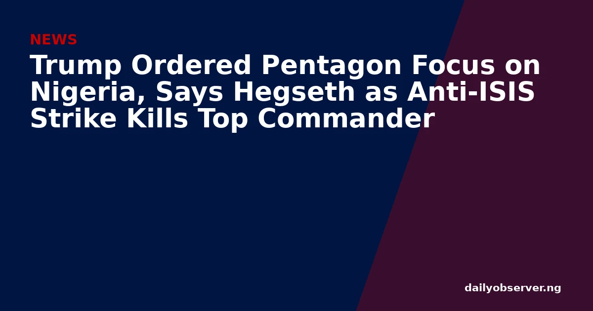 Trump Ordered Pentagon Focus on Nigeria, Says Hegseth as Anti-ISIS Strike Kills Top Commander