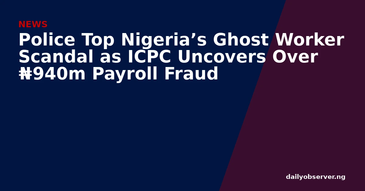 Police Top Nigeria’s Ghost Worker Scandal as ICPC Uncovers Over ₦940m Payroll Fraud