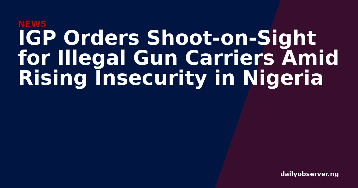 IGP Orders Shoot-on-Sight for Illegal Gun Carriers Amid Rising Insecurity in Nigeria