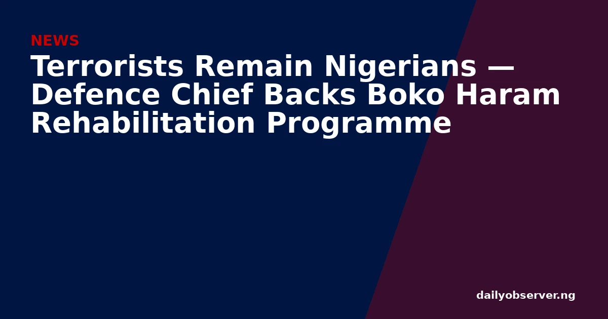 Terrorists Remain Nigerians — Defence Chief Backs Boko Haram Rehabilitation Programme