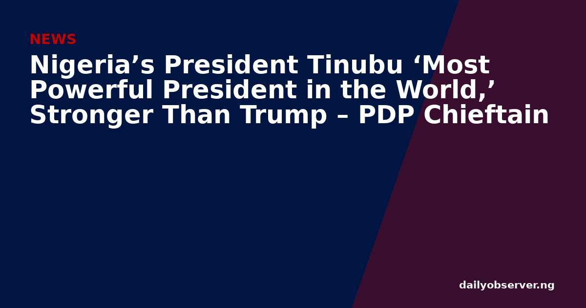 Nigeria’s President Tinubu ‘Most Powerful President in the World,’ Stronger Than Trump – PDP Chieftain