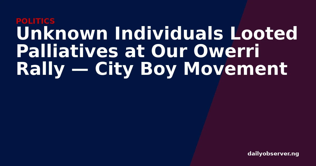 Unknown Individuals Looted Palliatives at Our Owerri Rally — City Boy Movement