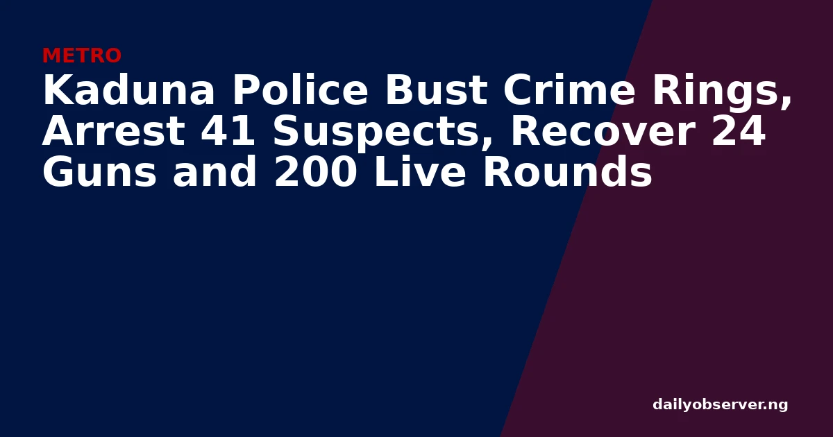 Kaduna Police Bust Crime Rings, Arrest 41 Suspects, Recover 24 Guns and 200 Live Rounds