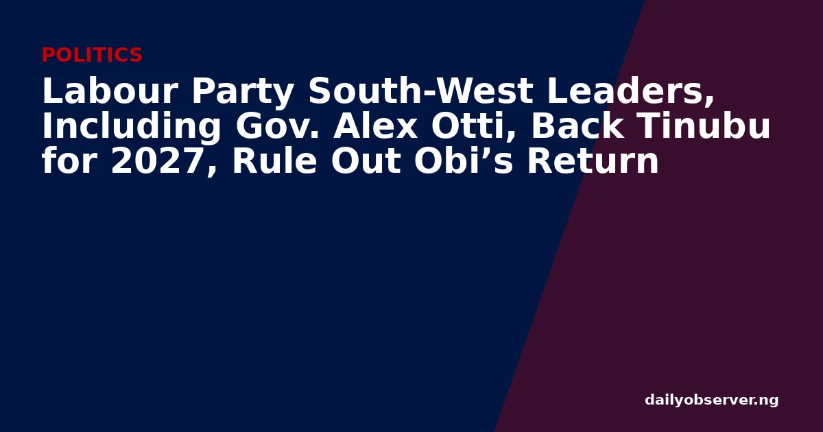 Labour Party South-West Leaders, Including Gov. Alex Otti, Back Tinubu for 2027, Rule Out Obi’s Return