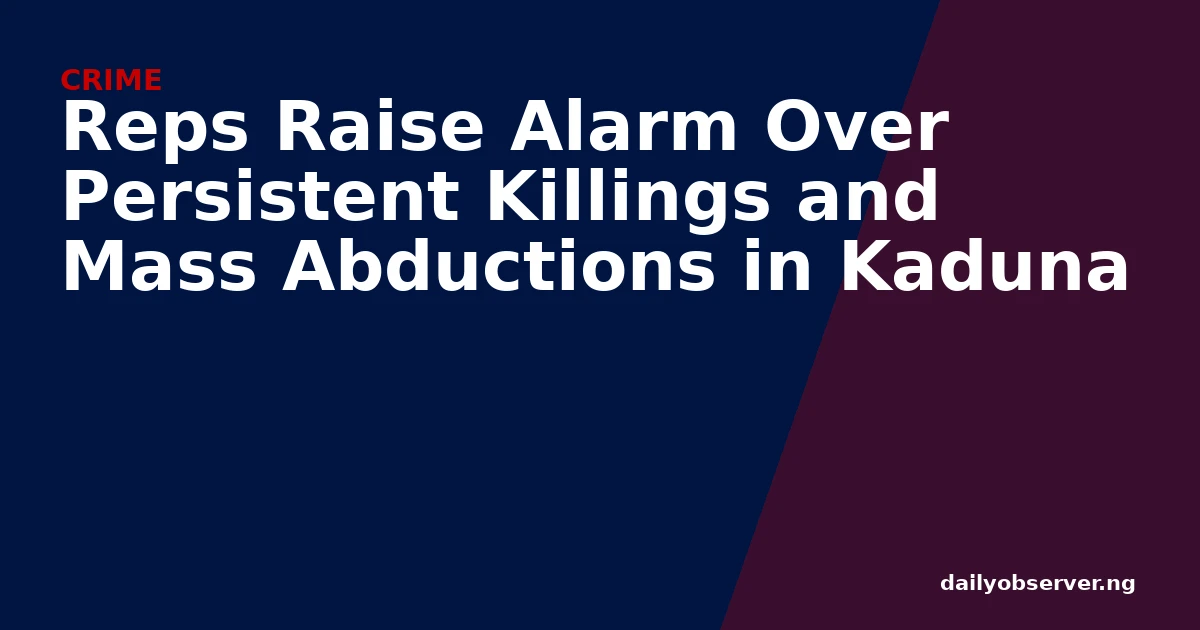 Reps Raise Alarm Over Persistent Killings and Mass Abductions in Kaduna