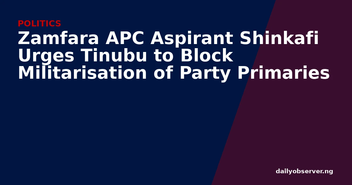 Zamfara APC Aspirant Shinkafi Urges Tinubu to Block Militarisation of Party Primaries