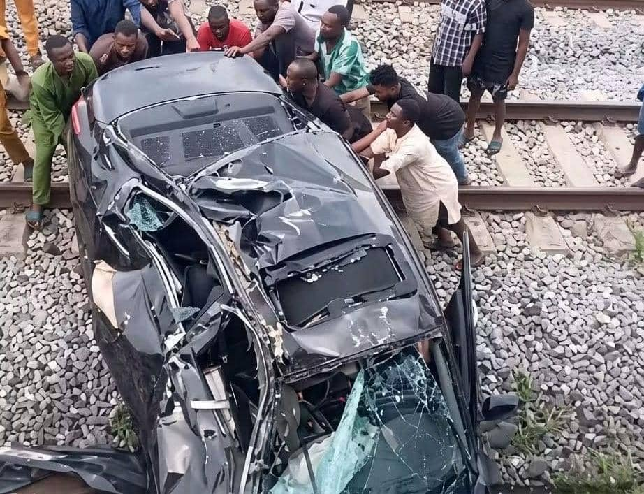 Train Smashes Honda Car at Lagos Railway Crossing, 55-Year-Old Driver Escapes Unhurt