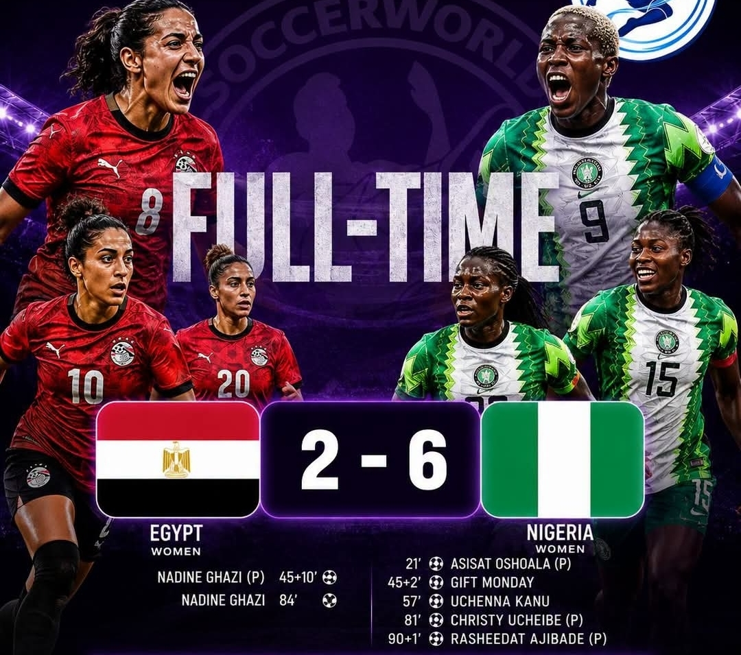 Ruthless Super Falcons Thrash Egypt 6–2 to Storm WAFCON 2026 Next Round