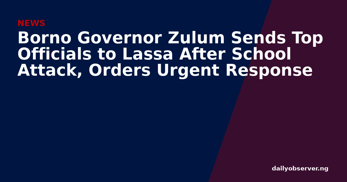 Borno Governor Zulum Sends Top Officials to Lassa After School Attack, Orders Urgent Response