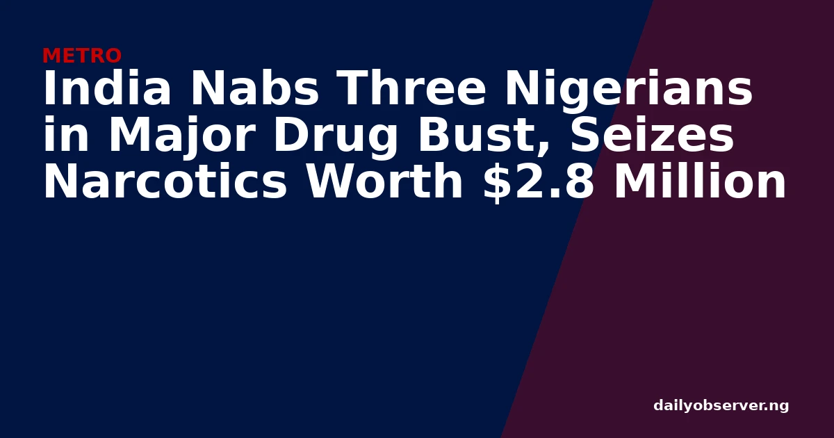 India Nabs Three Nigerians in Major Drug Bust, Seizes Narcotics Worth $2.8 Million