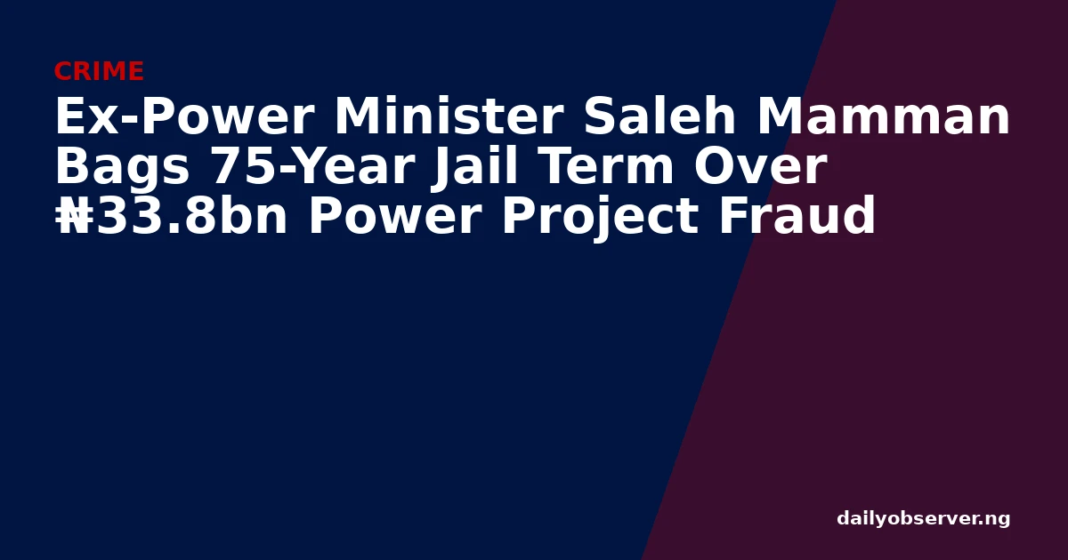Ex-Power Minister Saleh Mamman Bags 75-Year Jail Term Over ₦33.8bn Power Project Fraud